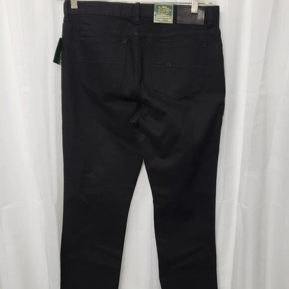 NWT Lauren Ralph Lauren Manhattan Black Classic Straight Leg Jean Size 10P - Picture 4 of 12